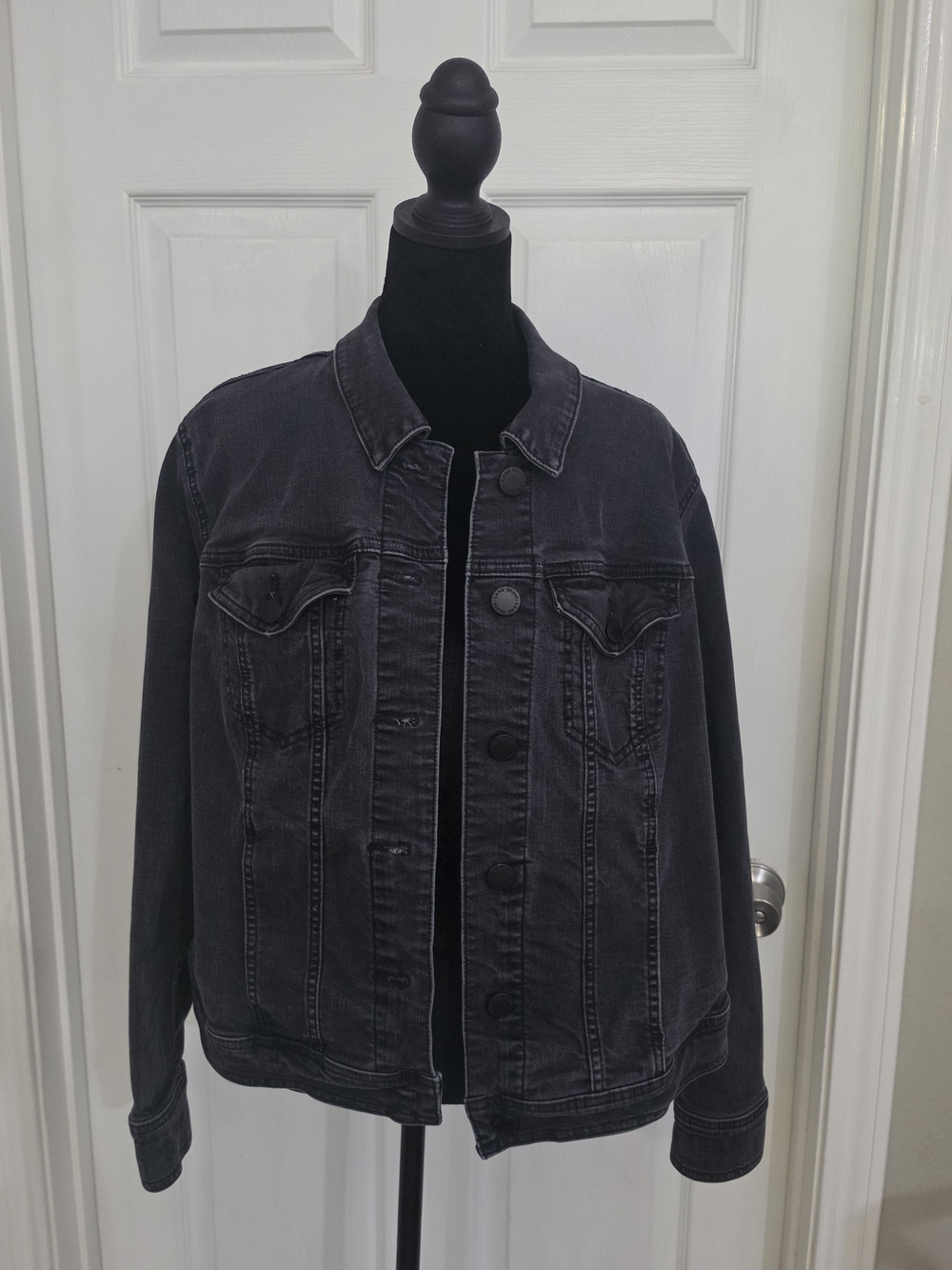 Lane Bryant Charcoal Black Washed Denim Jacket